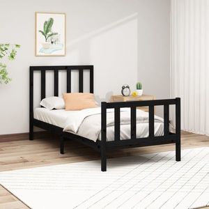 vidaXL Cadru de pat, negru, 100x200 cm, lemn masiv de pin imagine