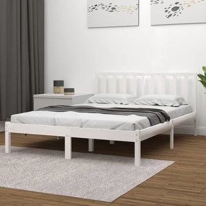 vidaXL Cadru pat, alb, 140x190 cm, lemn masiv de pin imagine