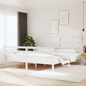 vidaXL Cadru de pat Super King, alb, 180x200 cm, lemn masiv de pin imagine