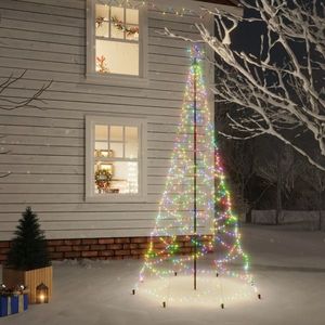 vidaXL Pom de Crăciun cu stâlp de metal, 500 LED-uri colorate, 3 m imagine