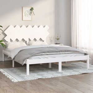 vidaXL Cadru de pat, alb, 140x200 cm, lemn masiv imagine