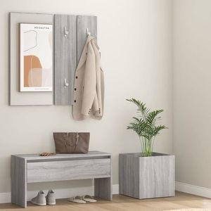 vidaXL Set de mobilier pentru hol, gri sonoma, lemn prelucrat imagine