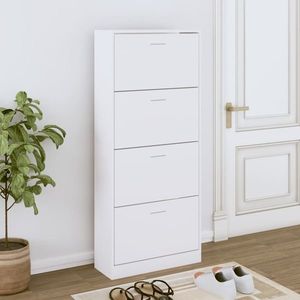 vidaXL Pantofar, alb, 63x24x147 cm, lemn prelucrat imagine