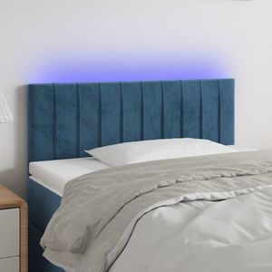 vidaXL Tăblie de pat cu LED, albastru închis, 80x5x78/88 cm, catifea imagine