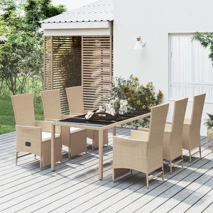 vidaXL Set mobilier de grădină cu perne, 7 piese, bej, poliratan imagine
