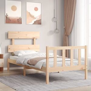 vidaXL Cadru de pat cu tăblie, 90x200 cm, lemn masiv imagine