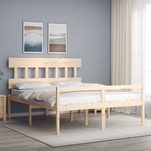 vidaXL Cadru de pat senior cu tăblie, 160x200 cm, lemn masiv imagine