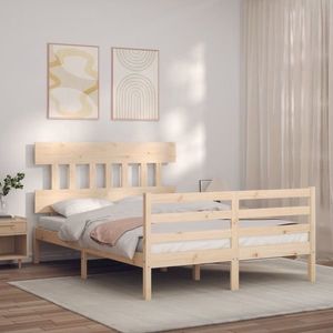 vidaXL Cadru de pat cu tăblie, 140x200 cm, lemn masiv imagine