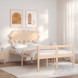 vidaXL Cadru de pat senior cu tăblie dublu, lemn masiv imagine