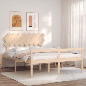 vidaXL Cadru de pat senior cu tăblie, 160x200 cm, lemn masiv imagine
