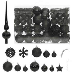 vidaXL Set globuri de Crăciun 111 buc., negru, polistiren imagine
