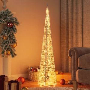 vidaXL Con iluminat de Crăciun, 60 LED-uri albe calde, 120 cm, acrilic imagine