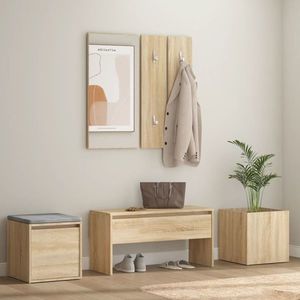 vidaXL Set de mobilier pentru hol, stejar sonoma, lemn prelucrat imagine