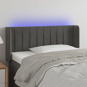 vidaXL Tăblie de pat cu LED, gri închis, 83x16x78/88 cm, catifea imagine