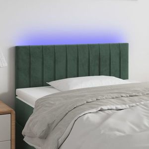 vidaXL Tăblie de pat cu LED, verde închis, 100x5x78/88 cm, catifea imagine