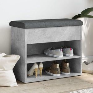 vidaXL Bancă de pantofi, gri beton, 62x32x50 cm, lemn prelucrat imagine