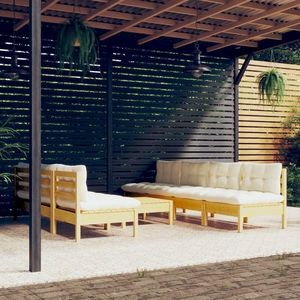 vidaXL Set mobilier de grădină cu perne crem, 8 piese, lemn de pin imagine