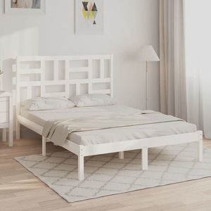 vidaXL Cadru de pat mic dublu, alb, 120x190 cm, lemn masiv imagine