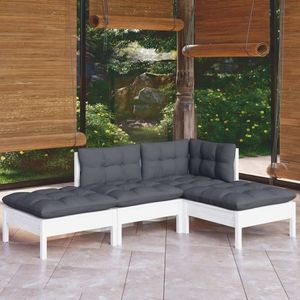 vidaXL Set mobilier grădină cu perne, 4 piese, lemn masiv de pin imagine
