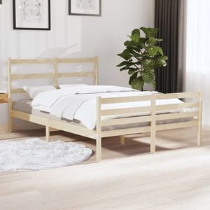 vidaXL Cadru de pat, 140x190 cm, lemn masiv de pin imagine
