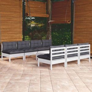 vidaXL Set mobilier de grădină cu perne antracit, 8 piese, lemn de pin imagine