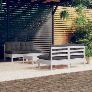 vidaXL Set mobilier grădină cu perne antracit, 5 piese, lemn de pin imagine