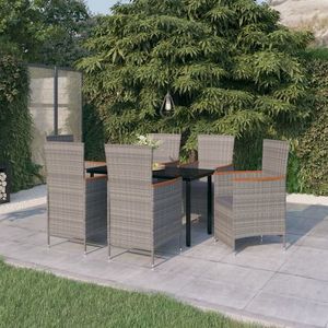 vidaXL Set de mobilier pentru grădină, cu perne, 7 piese, gri imagine