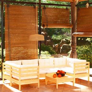 vidaXL Set mobilier grădină cu perne crem, 7 piese, lemn masiv pin imagine