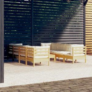 vidaXL Set mobilier grădină cu perne crem, 9 piese, lemn de pin imagine