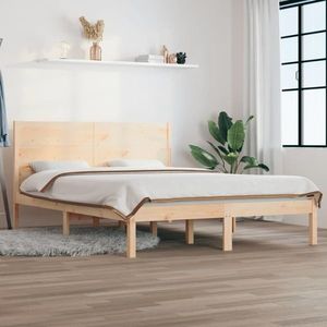 vidaXL Cadru de pat dublu, 135x190 cm, lemn masiv imagine