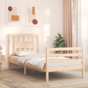 vidaXL Cadru de pat cu tăblie single mic, lemn masiv imagine
