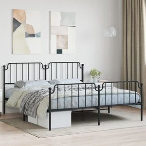 vidaXL Cadru pat metalic cu tăblie de cap/picioare , negru, 180x200 cm imagine