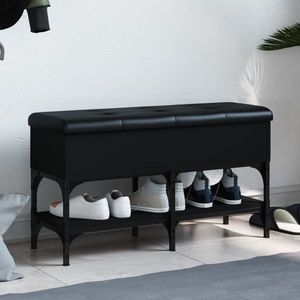 vidaXL Bancă de pantofi, negru, 82x32x45 cm, lemn prelucrat imagine