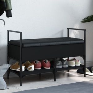 vidaXL Bancă de pantofi, negru, 85, 5x42x57, 5 cm, lemn prelucrat imagine
