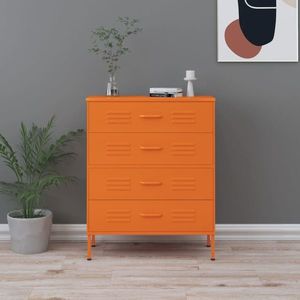 vidaXL Comodă cu sertare, portocaliu, 80x35x101, 5 cm, oțel imagine