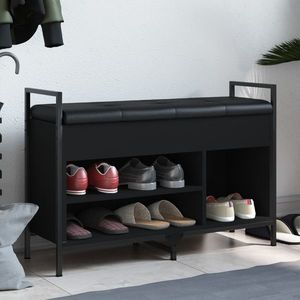 vidaXL Bancă de pantofi, negru, 85, 5x32x57, 5 cm, lemn prelucrat imagine