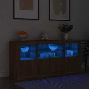 vidaXL Servantă cu lumini LED, stejar maro, 142, 5x37x67 cm imagine