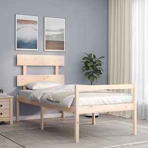 vidaXL Cadru de pat senior cu tăblie single, lemn masiv imagine