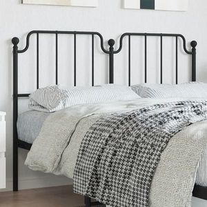 vidaXL Tăblie de pat metalică, negru, 160 cm imagine