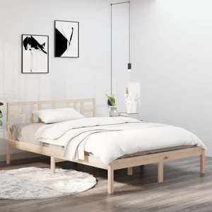 vidaXL Cadru de pat dublu, 135x190 cm, lemn masiv imagine