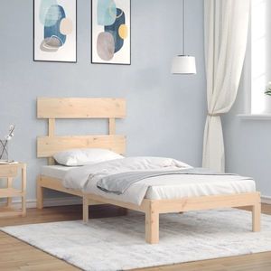 vidaXL Cadru de pat cu tăblie single, lemn masiv imagine