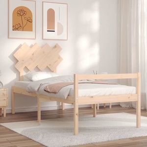 vidaXL Cadru de pat senior cu tăblie single, lemn masiv imagine