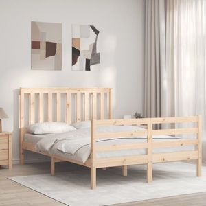 vidaXL Cadru de pat cu tăblie, 140x190 cm, lemn masiv imagine
