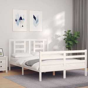 vidaXL Cadru de pat cu tăblie dublu mic, lemn masiv imagine