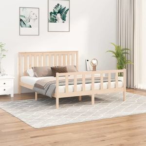 vidaXL Cadru de pat cu tăblie King Size, 150x200 cm lemn masiv pin imagine