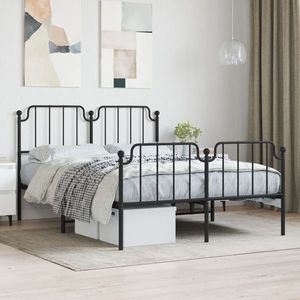 vidaXL Cadru pat metalic cu tăblie de cap/picioare , negru, 140x190 cm imagine