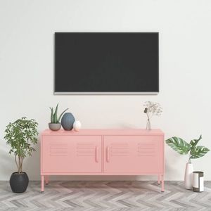 vidaXL Comodă TV, roz, 105x35x50 cm, oțel imagine