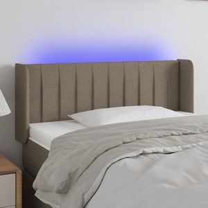 vidaXL Tăblie de pat cu LED, gri taupe, 103x16x78/88 cm, textil imagine