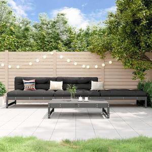 vidaXL Set mobilier relaxare de grădină, 4 piese, gri, lemn masiv pin imagine