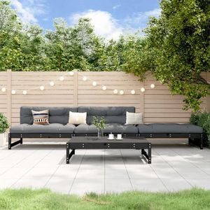 vidaXL Set mobilier relaxare de grădină 4 piese, negru, lemn masiv pin imagine